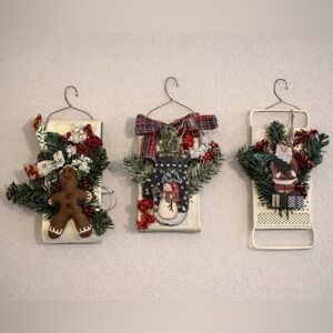 3 Piece handmade cheese grater Christmas decor wall hangings